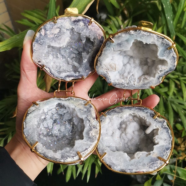 Natural Angel Aura Geode Ring Boxes, Wedding Ring Box, Engagement Ring Box, Crystal box