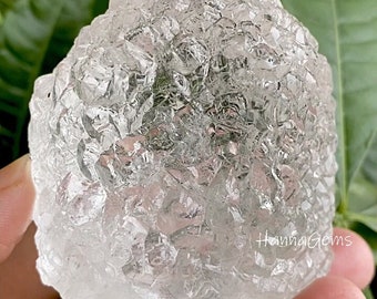 Raw Stone Buddha&#39;S Top Clear Crystal, Natural Icy Nirvana Crystal, Clear Crystal Carving With Stand