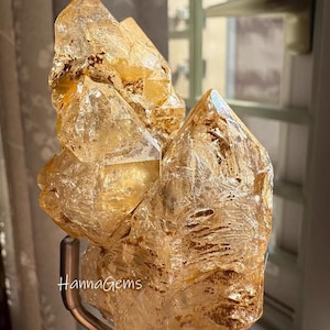 Natural Elestial Quartz Crystal, Yellow Smoky Elestial Quartz Stone, Skeletal Quartz Crystal