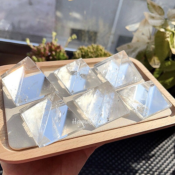 Natural Clear Quartz Crystal Pyramid, Energy Polished Clear Gemstone Pyramids, Mineral Specimen