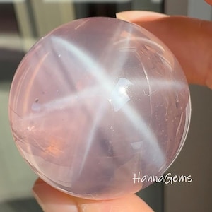 Natural Super Six Star Rose Quartz Sphere, Degaussing 6-Point Rose Crystal Sphere, Pink Love Healing Crystal Sphere