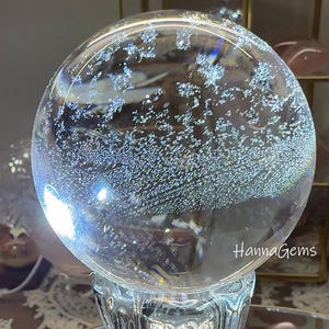 Natural Clear Quartz Crystal Sphere With Snowy Mood, Shining Clear Quartz Crystal Sphere, Crystal Collection, Raw Gemstone