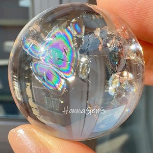 Natural Clear Quartz Sphere With Butterfly Rainbow, Clear Quartz Crystal Sphere, Crystal Collection, Raw Gemstone