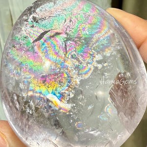 Natural Clear Quartz Stone With Rainbow, Clear Quartz Handle Stone, Mineral Specimen, Healing Crystal