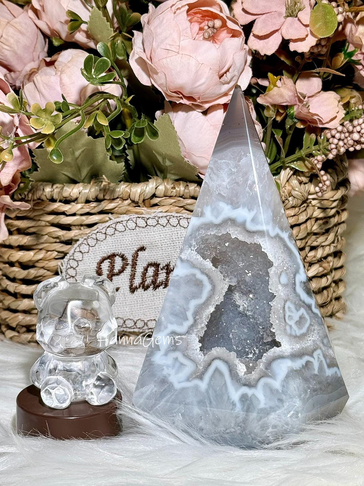 High-Quality Druzy Agate Point, Diamond Point Tower, Pendulum Point Tower (Without Bear Crystal)