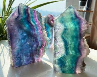 Rainbow Fluorite Tower, Colorful Crystal Obelisk, Raw Gemstone, Healing Chakra Tower