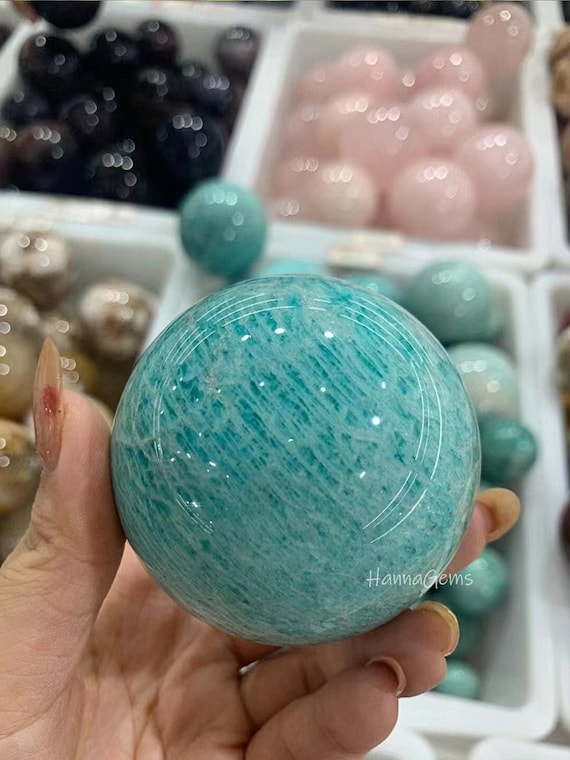 Natural Flashy Amazonite Sphere, Raw Stone Polishing Amazonite Sphere, Degaussing Crystal Sphere