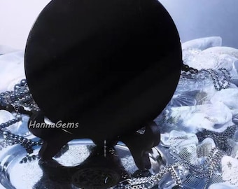 Miroir en obsidienne noire naturelle, plaque de divination en obsidienne noire avec support Soul Healing