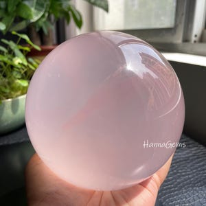 Healing Large Size Six Star Rose Quartz Sphere, Natural Degaussing 6-Point Rose Crystal Sphere, Pink Crystal Sphere