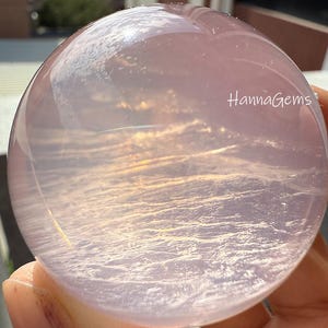 Shining Pink Love Six-Star Rose Quartz Sphere, Natural Degaussing 6-Point Rose Crystal Sphere, Healing Crystal Sphere