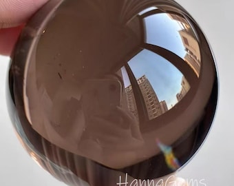 Esfera de cuarzo ahumado de alta calidad, transparente, bola de cuarzo ahumado, cristal curativo