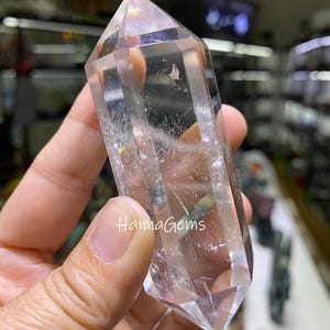 Natural Clear Quartz Double Tower Point, Polished Clear Quartz Obelisk Tower, Clear Quartz Crystal Wand, Chakra Generator