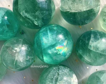 High Quality Green Fluorite Sphere, Rainbow Fluorite Sphere, Mineral Specimen