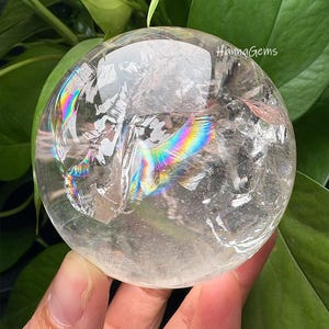 Natural Clear Quartz Crystal Sphere With Rainbow, Clear Quartz Crystal Sphere, Crystal Collection, Raw Gemstone