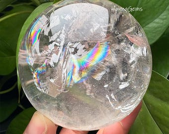 Natural Clear Quartz Crystal Sphere With Rainbow, Clear Quartz Crystal Sphere, Crystal Collection, Raw Gemstone