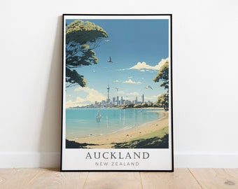 NZ Poster Digital Print, Auckland Travel Poster Print New Zealand Art Print, NZ Wall Art Digital Artwork New Zealand Decor, Cool Poster