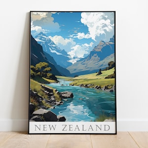 NZ Poster Digital Print, New Zealand Travel Poster Print NZ Art Print, NZ Wall Art Digital Artwork Digital Poster Instant Download