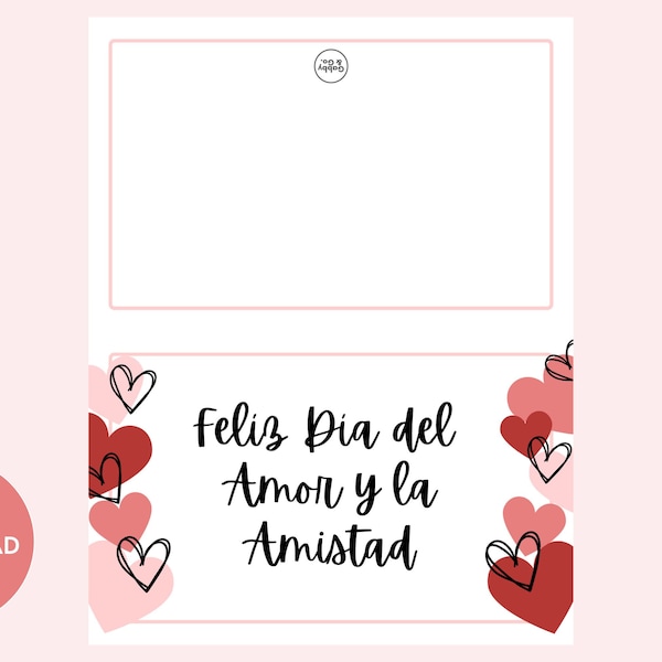 Printable Valentines Card | Spanish Valentines Day | Tarjeta de San Valentin | Dia del Amor y la Amistad  | Printable Valentine