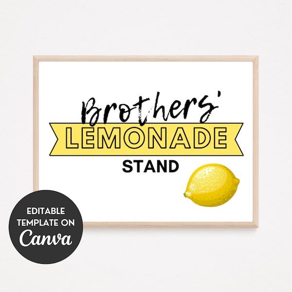 Lemonade Stand Sign| Lemonade Stand Printable | Editable Lemonade Stand Sign | Lemonade Stand Banner | Summer Stand Sign | Canva Sign