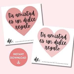 Afdrukbare Spaanse Valentijnsdag | Vriendschap Valentijnsdag | Afdrukbare Valentijnsdag voor kinderen | Direct downloaden Valentijnsdag | Dia de San Valentin