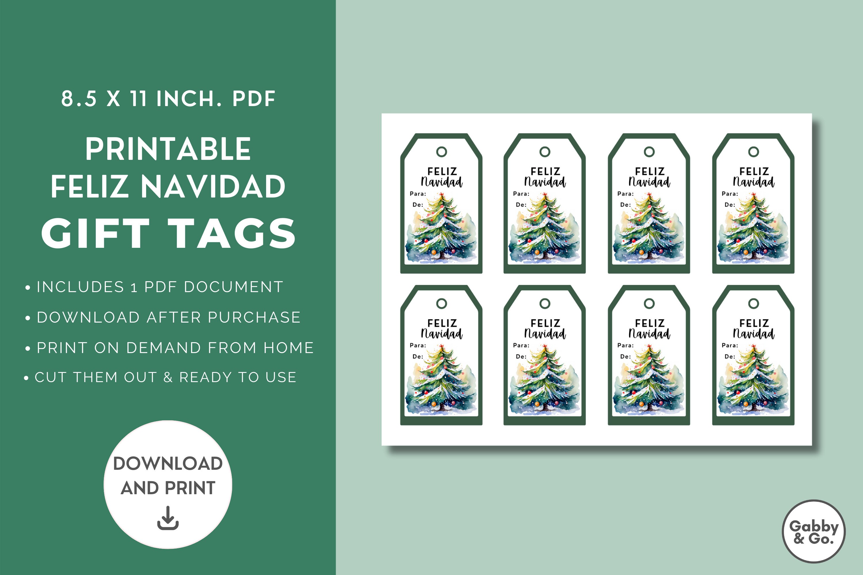 Printable Christmas Gift Tags Feliz Navidad Gift Tag - Etsy