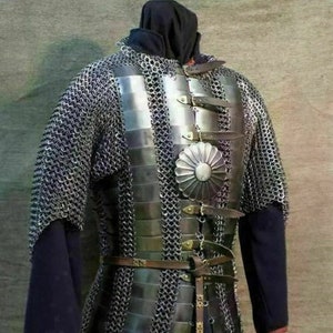 Medieval Steel Chainmail Armor Battle Warrior Chainmail Half Suit of ...