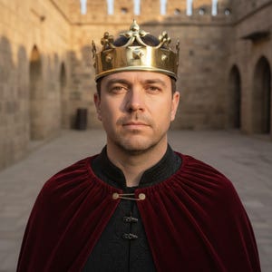 Ręcznie wykonana mosiężna korona królewska – średniowieczna królewska ozdoba na głowę ze skórzanym paskiem – renesansowa korona do kostiumu LARP, regulowana korona królewska