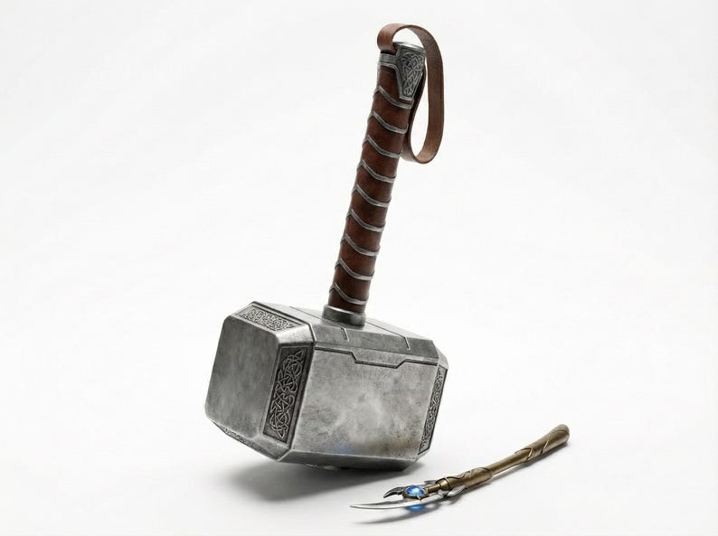 Thor hammer replica constructed from metal with authentic detailing.
Thor hammer Mjolnir crafted from durable metal, inspired by the God of Thunder.