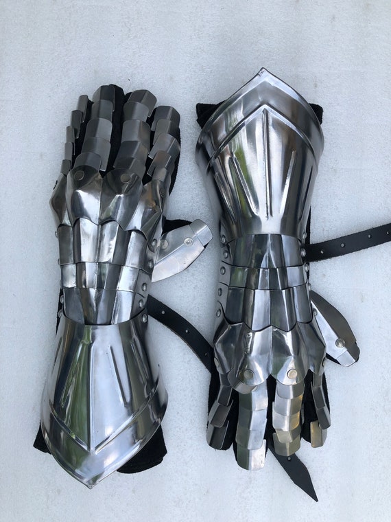 手作りのスチールナイトガントレット：機能的な中世の鎧、コスプレLARP 