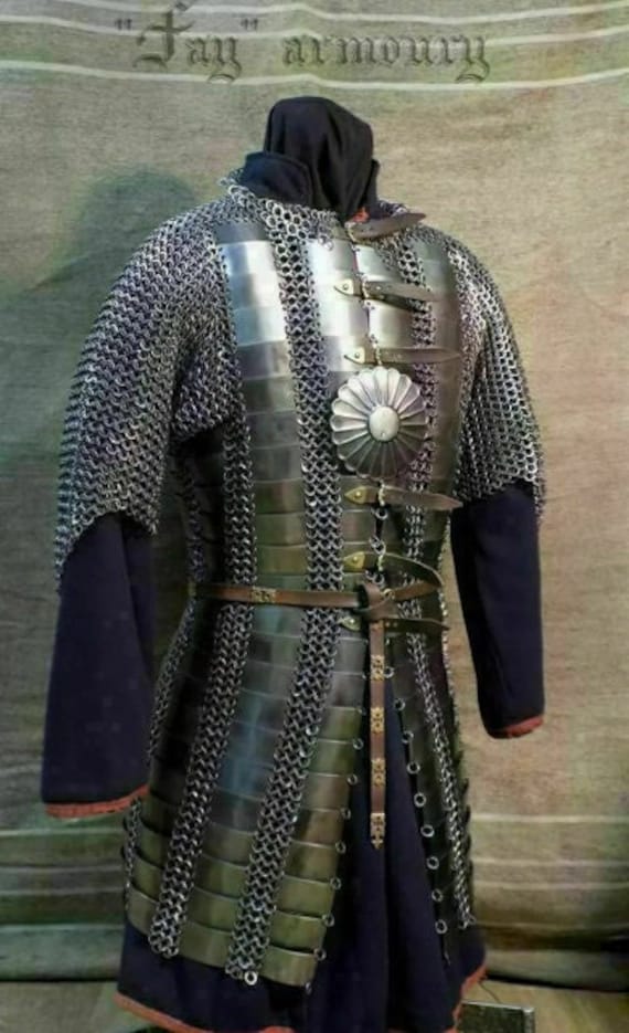 Medieval Steel Chainmail Armor Battle Warrior Chainmail Half Suit of Armour  Chainmail Plate Armor Cuirass Armour Breastplate Chest Chainmail 