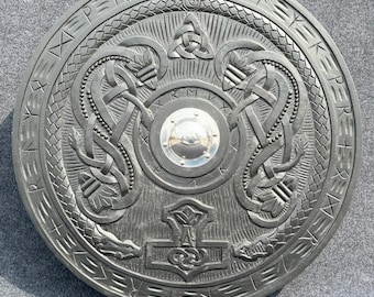 Handcrafted Viking Round Shield: Medieval Norse Decor