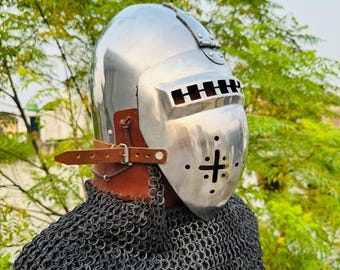 Mittelalterliche Nürnberger Beckenhaube Hounskell Helm: 14th Century Steel Knight Armor