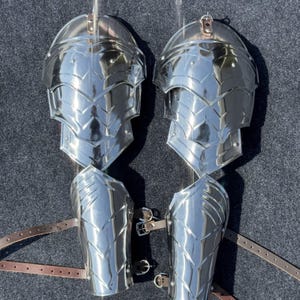 Hombreras de acero de caballero medieval, armadura de hombro para LARP, armadura de hombro de guerrero de batalla con brazales, disfraz de Halloween hecho a mano