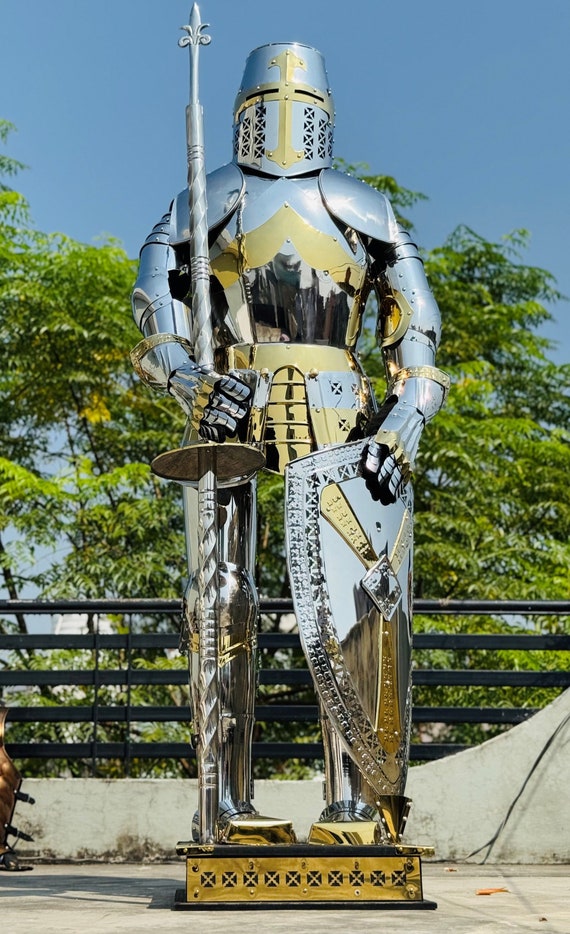 Medieval Templar Full Suit of Armor: Decorative Knight Display