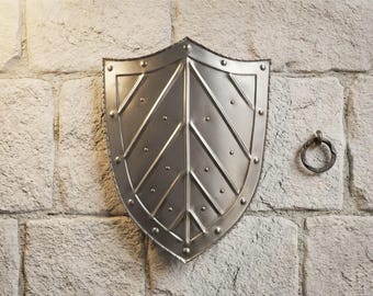 Medieval Knight Heater Shield: 18G Steel Armor, LARP Cosplay