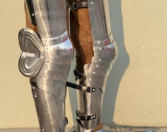 18GA Steel Knight Leg Armor: Medieval Battle Warrior Greaves