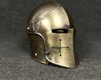 Handcrafted Steel Barbuta Helmet: Medieval Knight Armour, Cosplay