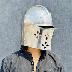 Medieval Barbuta Visor Helmet - Authentic Knight Armor Replica for LARP, Reenactment & Collectors Cosplay Helmet best gift item