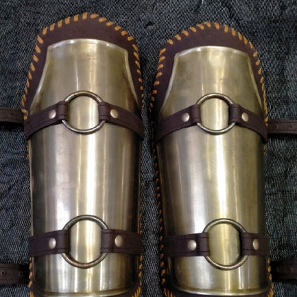 Steel Leather Medieval Bracers Fully Functional Forearm Guard Armour Cosplay Steel Armor Bracers, Steel & Leather