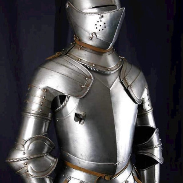 Medieval Plate Armor Knight Suit Battle Ready Steel Full Suit of Armour with Helmet SCA Larp Full Size Armor