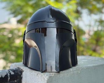 Ręcznie robiony hełm ze stali mandaloriańskiej, hełm rycerza-wojownika cosplay