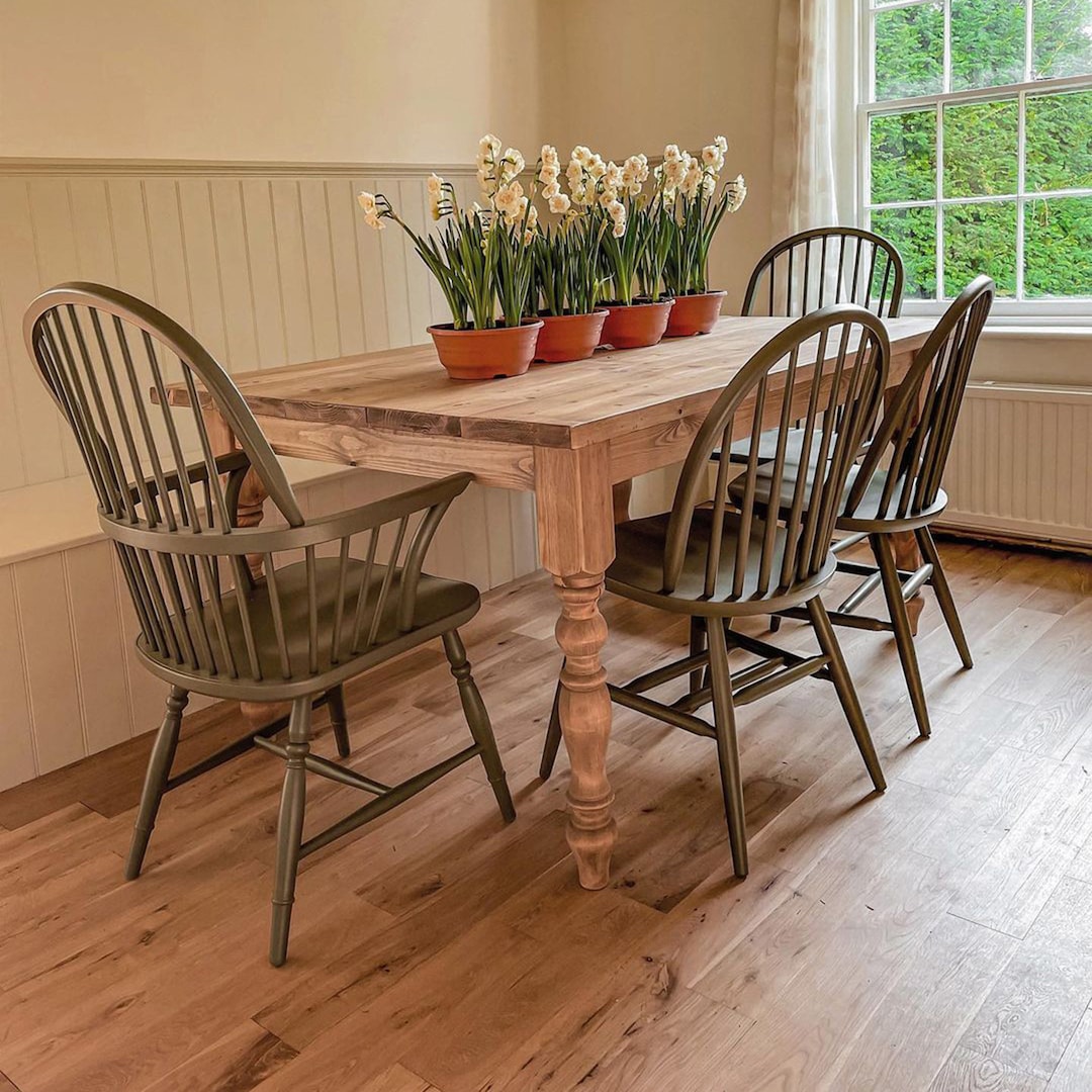 Bespoke Pine Farmhouse Dining Table – Handmade Traditional Solid Pine ...