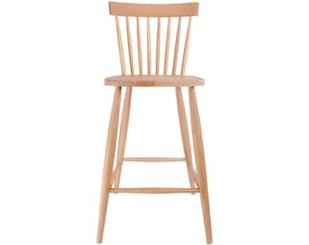 Scandinavian Nordic Mandal Bar Stool with Back for Kitchen Counters and Breakfast Bars, Finished in Natural Colours