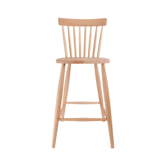 Scandinavian Nordic Mandal Bar Stool with Back for Kitchen Counters and Breakfast Bars, Finished in Natural Colours