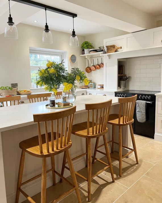 Scandinavian Nordic Mandal Bar Stool With Back for Kitchen