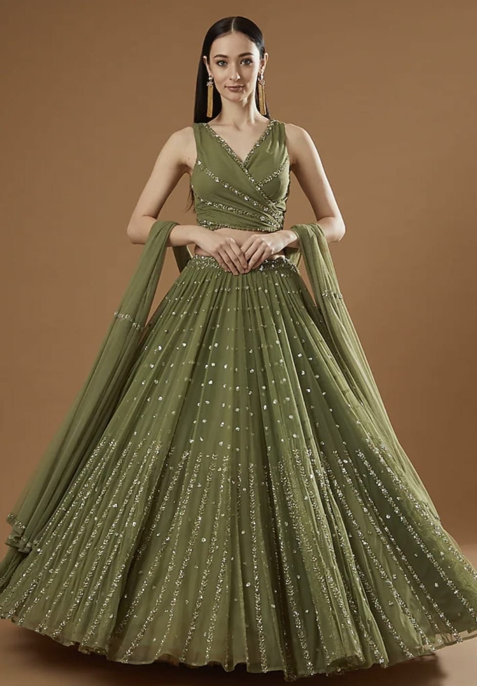 Mehndi Green Georgette Anarkali With Embroidery Work. Pakistani Gown Suit  Dupatta for Women. Indian Etnic Suit for Bridesmaid. Gift for Her. - Etsy