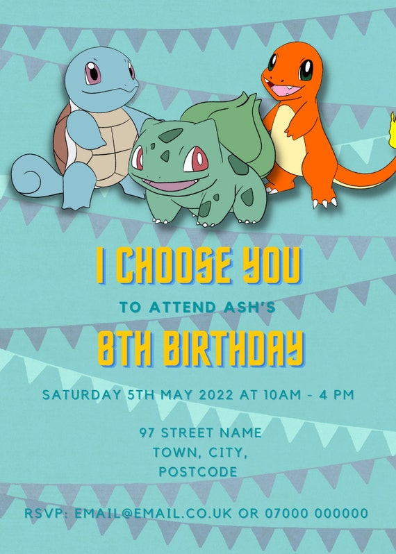Invitation anniversaire Pokémon - 123cartes