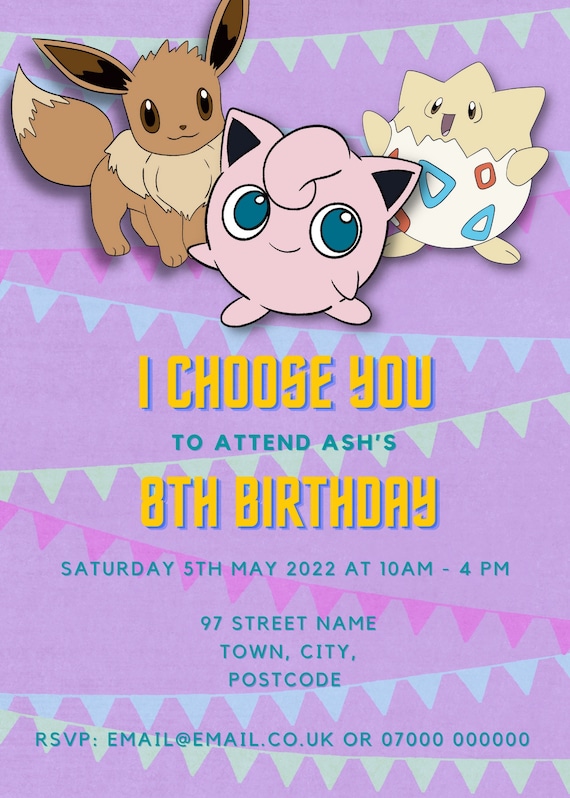 Invitaciones de Cumpleaños - Pokemon!! Encuentralas en Globos Yuli