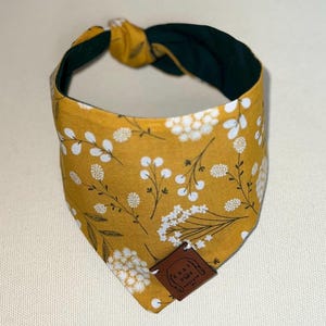 Floral Dog Bandana: Mustard & Green Reversible Cotton