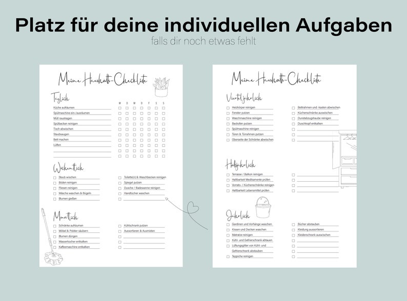 Household checklist Print or fill out digitally Pre-filled or blank PDF Cleaning schedule Cleaning plan in German image 4
